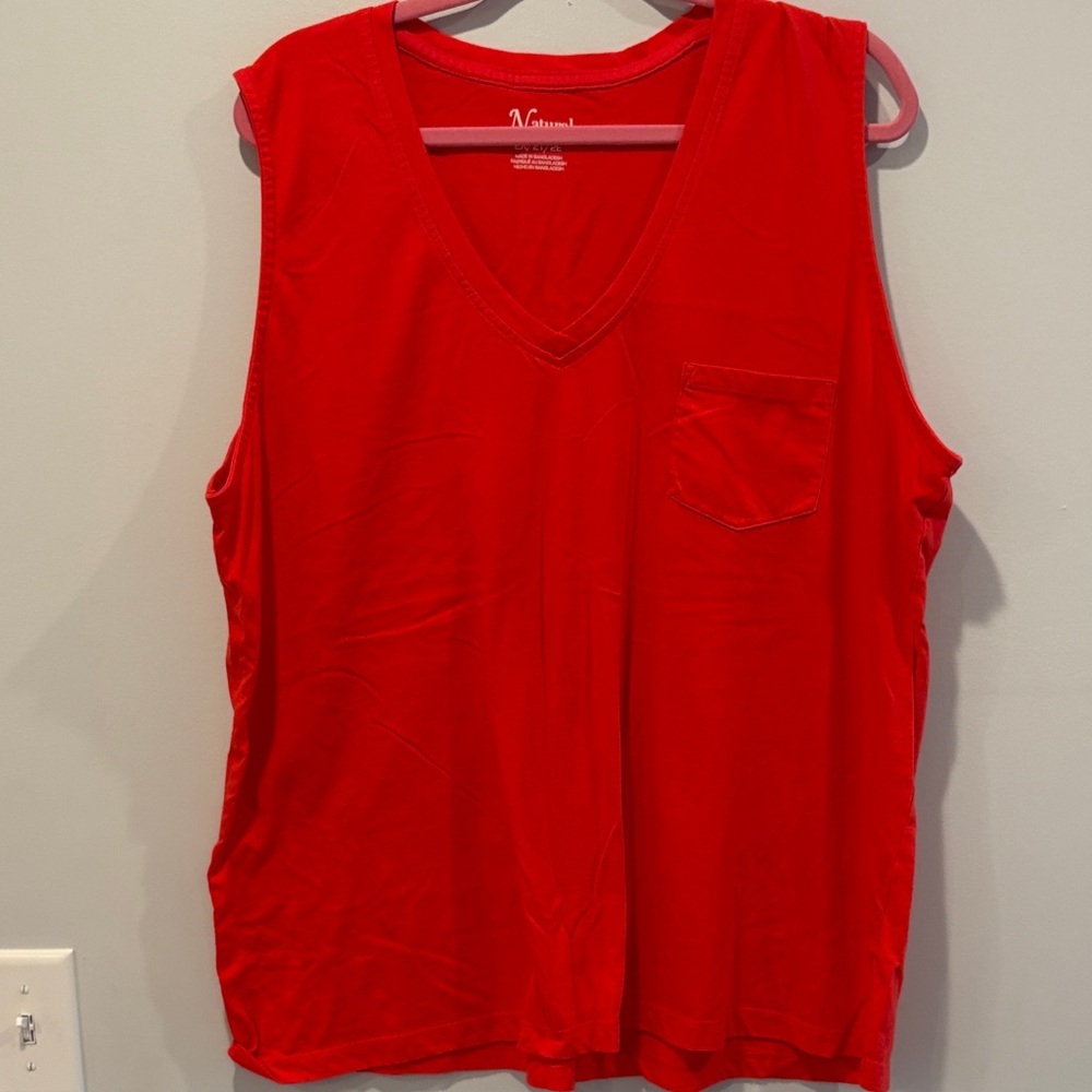 Natural Reflections Vivid Red V-Neck Tank Top